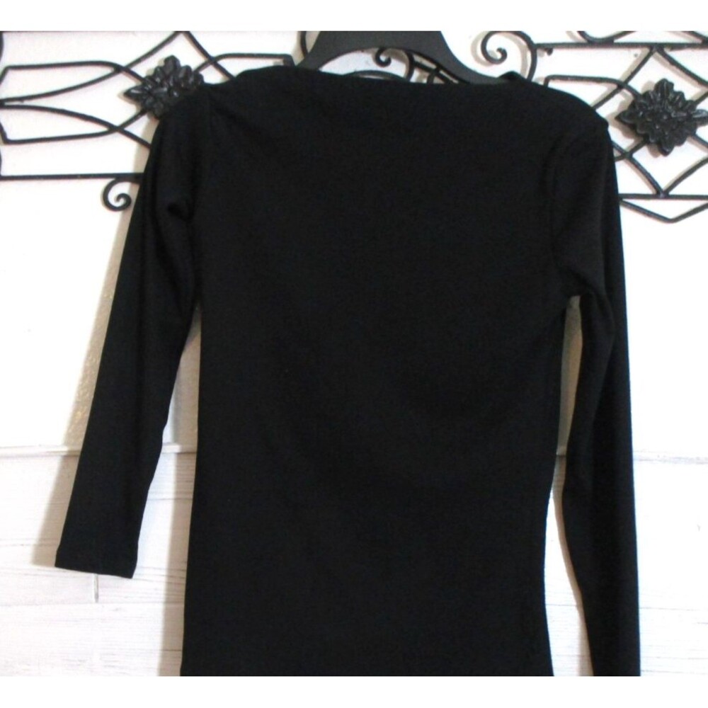 Zara Women's Knit Top Size L Long Sleeve Black Boat Neck Stretch